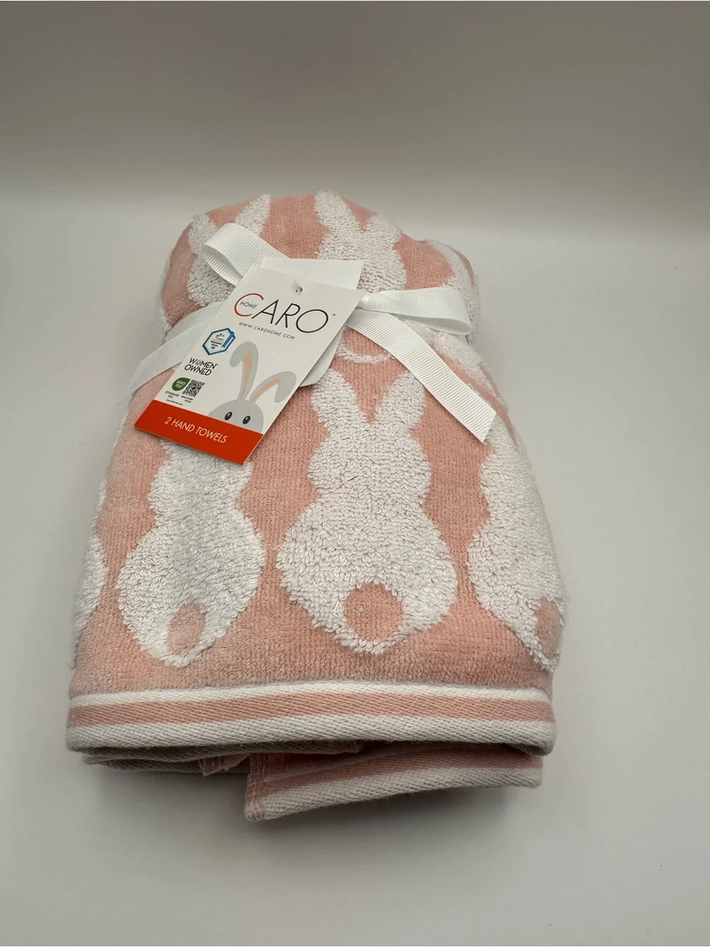 Pink & White Bunny Hand Towels - Pack of 2